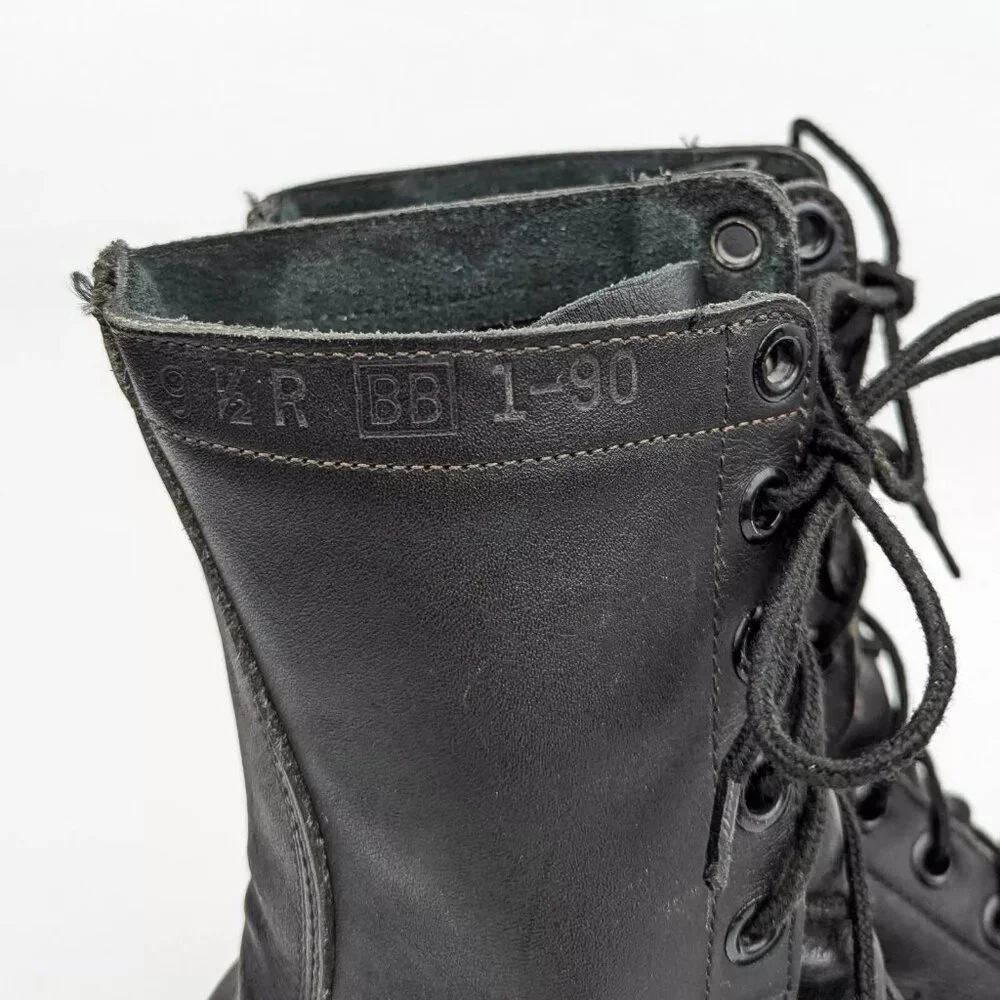 Vintage 1983 / 75 Black Combat Boot Size 9 1/2 9.5 Steel Toe 1-90 Army Military - Picture 3 of 10